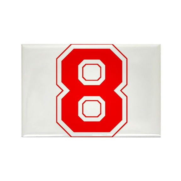CafePress - Varsity Font Number 8 Red - Rectangle Magnet, 2"x3" Refrigerator Magnet