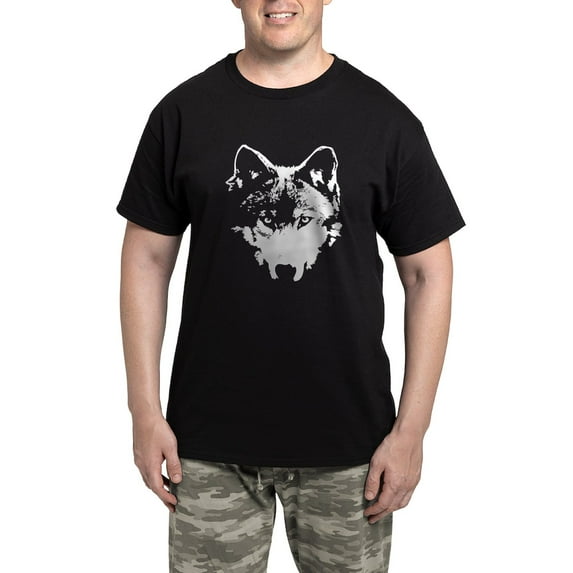 CafePress - Vector Wolf Men's Dark Pajamas - Men's Dark Loose Fit Cotton Pajama Set