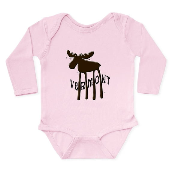 CafePress - Vermont Moose Body Suit - Long Sleeve Cotton Baby Bodysuit