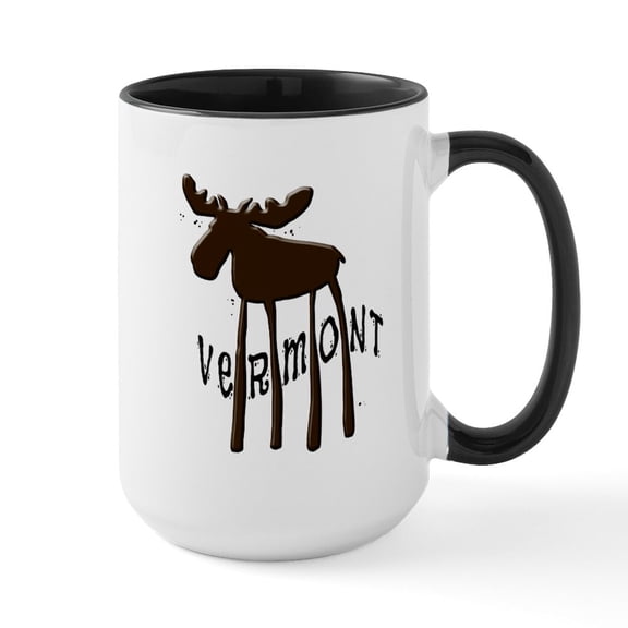CafePress - Vermont Moose Mugs - 15 oz Ceramic Large White Novelty Mug