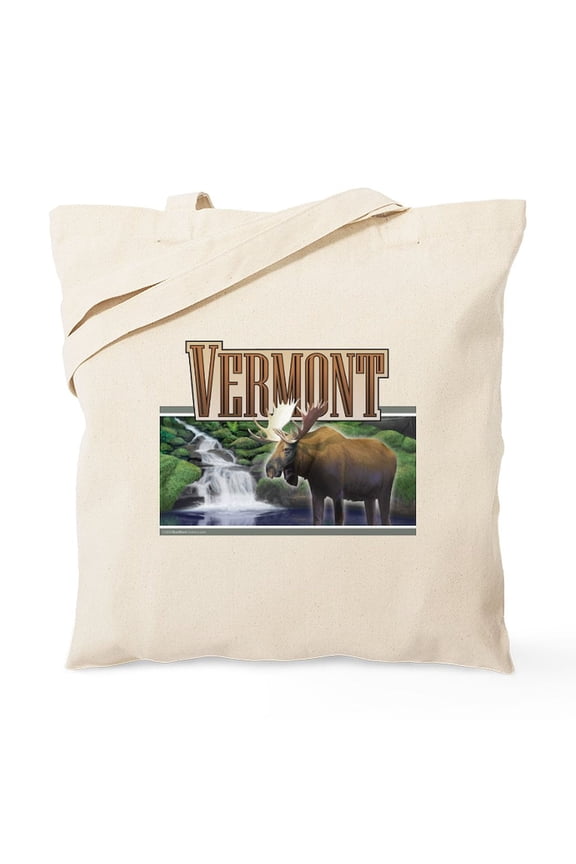 - Vermont Moose Tote Bag - Unisex Canvas Tote Bag, Beige, 1-Piece