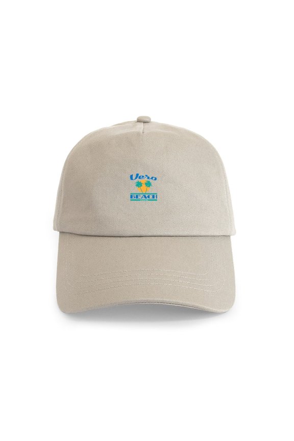 - Vero Beach Florida Cap - Adjustable 100% Brushed Unisex Casual Cotton Baseball Cap, Beige, 1