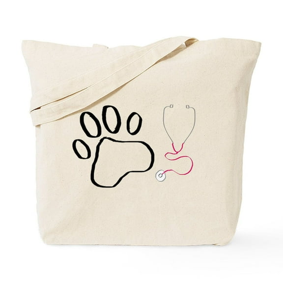 CafePress - Vet Tech Paw Print + Stethoscope Tote Bag - Unisex Canvas Tote Bag, Beige, 1-Piece