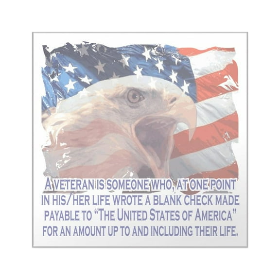 CafePress - Veteran Blank Check Square Sticker 3 X 3 - Square Sticker 3" x 3"