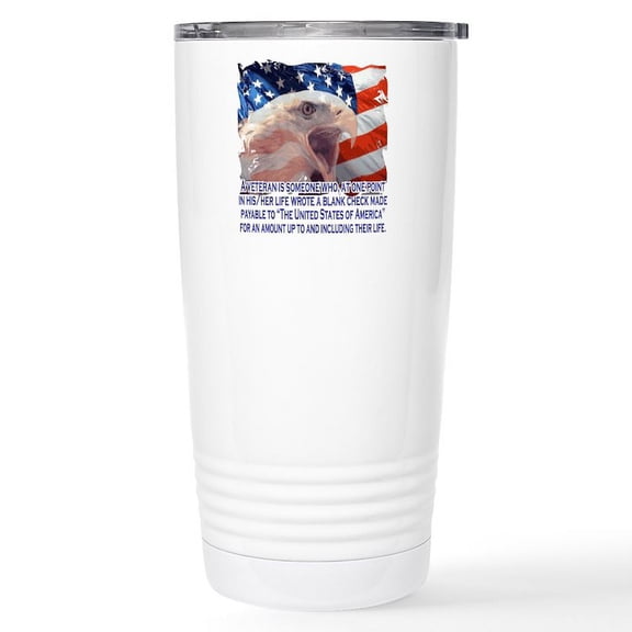 CafePress - Veteran Blank Check Stainless Steel Travel Mug - Insulated Stainless Steel Travel Tumbler 20 oz.