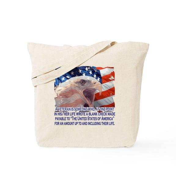 CafePress - Veteran Blank Check Tote Bag - Unisex Canvas Tote Bag, Beige, 1-Piece