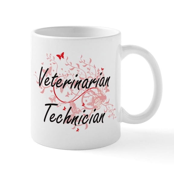 CafePress - Veterinarian Technician Artistic Job Design W Mugs - 11 oz Ceramic Mug - Novelty Coffee Tea Cup
