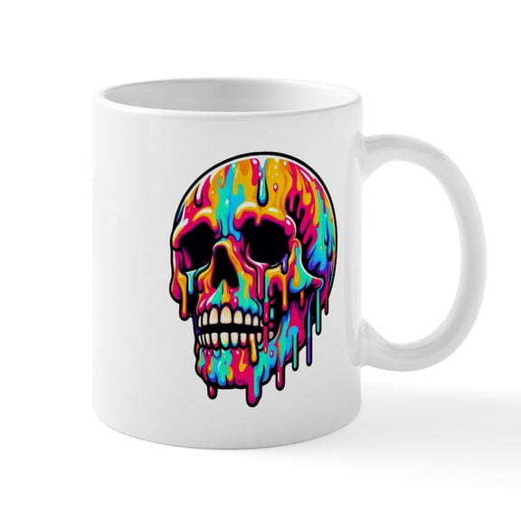 CafePress - Vibrant Melting Skull - 11 oz Ceramic Mug - Novelty Coffee Tea Cup