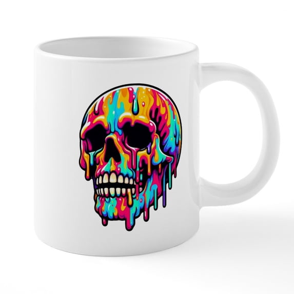 CafePress - Vibrant Melting Skull - 20 Oz White Ceramic Mega Mug