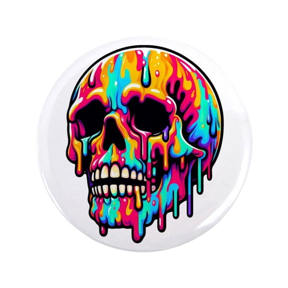 CafePress - Vibrant Melting Skull 3.5 Button - 3.5" Button