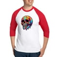 thumbnail image 1 of CafePress - Vibrant Melting Skull - Cotton Baseball Jersey, 3/4 Raglan Sleeve Shirt, 1 of 4