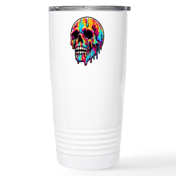 CafePress - Vibrant Melting Skull - Insulated Stainless Steel Travel Tumbler 20 oz.