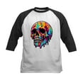 thumbnail image 1 of CafePress - Vibrant Melting Skull Kids Baseball T Shirt - Kids Cotton Baseball Jersey, 3/4 Sleeve Shirt, 1 of 4