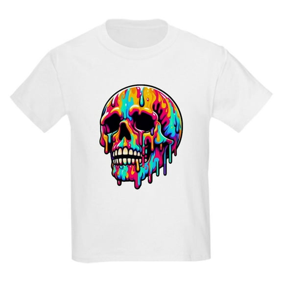 CafePress - Vibrant Melting Skull Kids T Shirt - Light Classic Kids Graphic, Short Sleeve T-Shirt, Sizes XS-XL