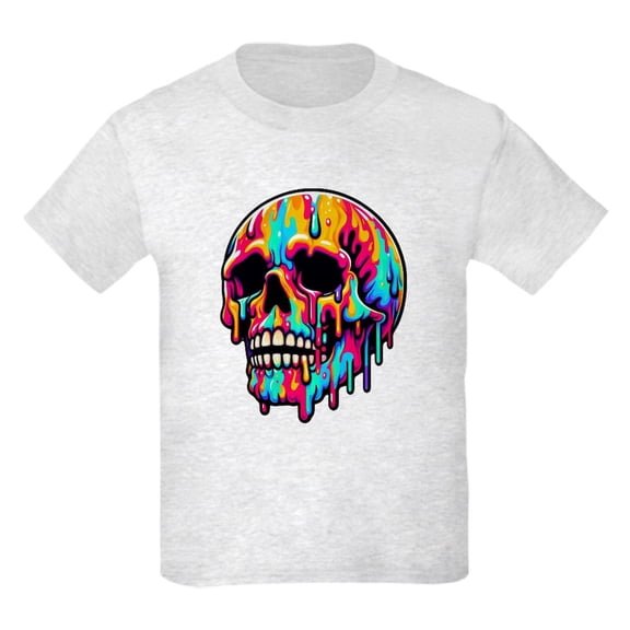 CafePress - Vibrant Melting Skull Kids T Shirt - Light Classic Kids Graphic, Short Sleeve T-Shirt, Sizes XS-XL