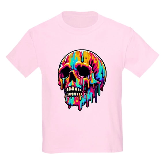CafePress - Vibrant Melting Skull Kids T Shirt - Light Classic Kids Graphic, Short Sleeve T-Shirt, Sizes XS-XL