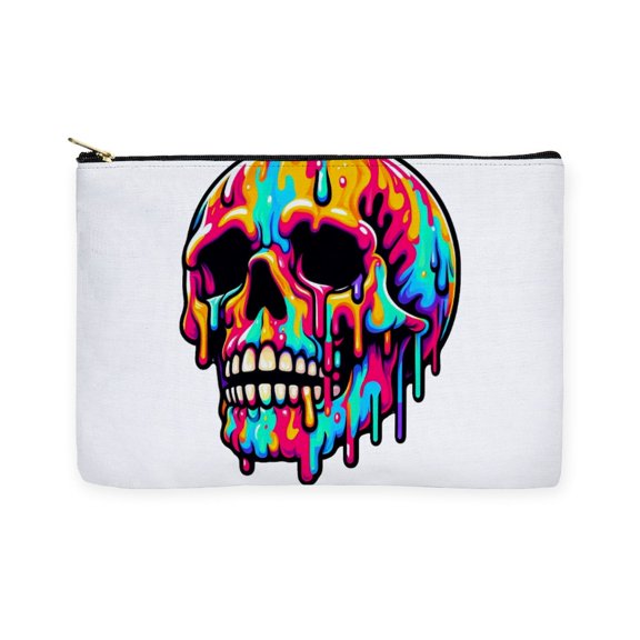 CafePress - Vibrant Melting Skull - Large Zipper Toiletry Pouch, 12.5"x8.5"