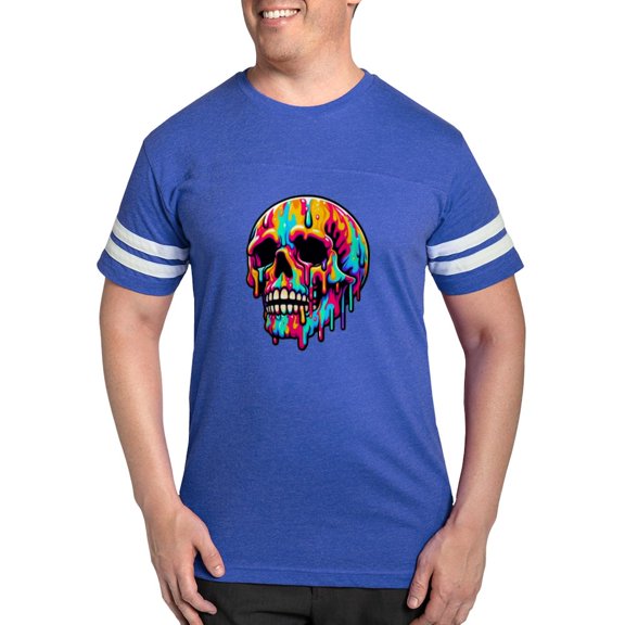 CafePress - Vibrant Melting Skull Men's Football T Shirt - Mens Football Shirt