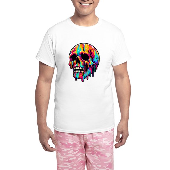 CafePress - Vibrant Melting Skull - Men's Light Loose Fit Cotton Pajama Set