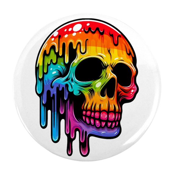 CafePress - Vibrant Multicolor Skull - 2.25" Round Magnet, Refrigerator Magnet, Button Magnet Style