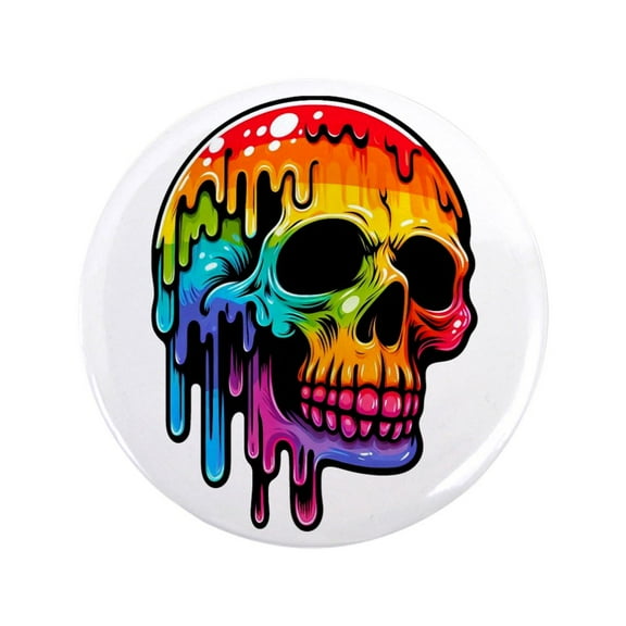CafePress - Vibrant Multicolor Skull 3.5 Button - 3.5" Button