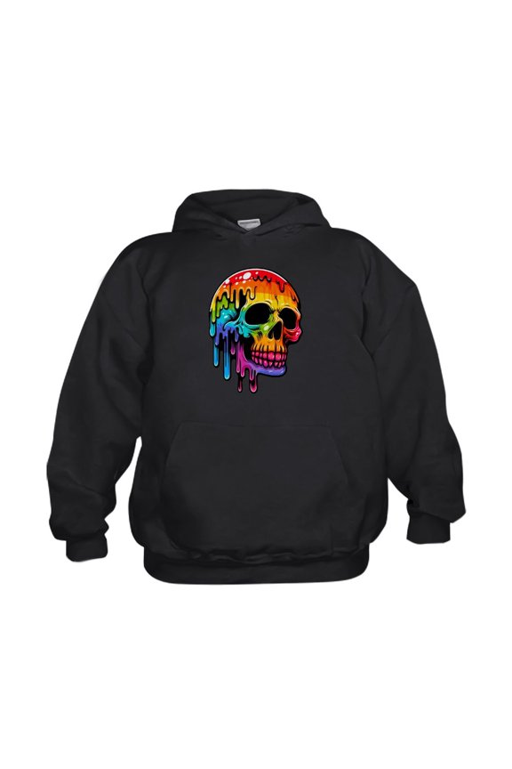 - Vibrant Multicolor Skull - Kids Hooded Sweatshirt, Classic Hoodie