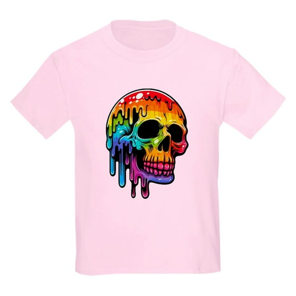 CafePress - Vibrant Multicolor Skull Kids T Shirt - Light Classic Kids Graphic, Short Sleeve T-Shirt, Sizes XS-XL