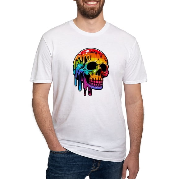 CafePress - Vibrant Multicolor Skull Men's Classic T Shirt - Fitted T-Shirt, Vintage Fit Soft Cotton Tee