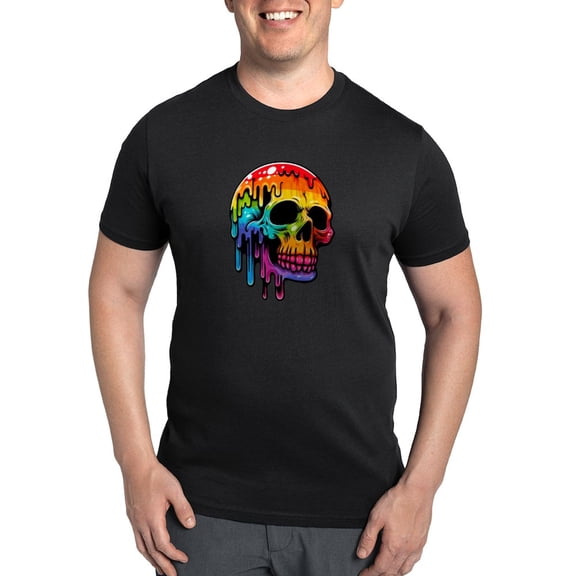 CafePress - Vibrant Multicolor Skull Men's Eco Sport T Shirt - Men's Dark Eco Sport T-Shirt