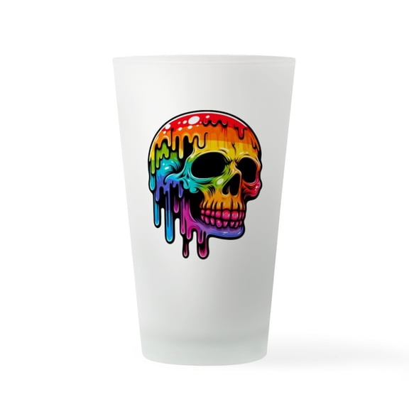 CafePress - Vibrant Multicolor Skull - Pint Glass, Drinking Glass, 16 oz. CafePress