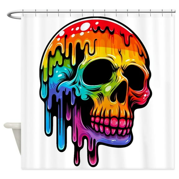 CafePress - Vibrant Multicolor Skull - Unique Fabric Shower Curtain 70" x 72"