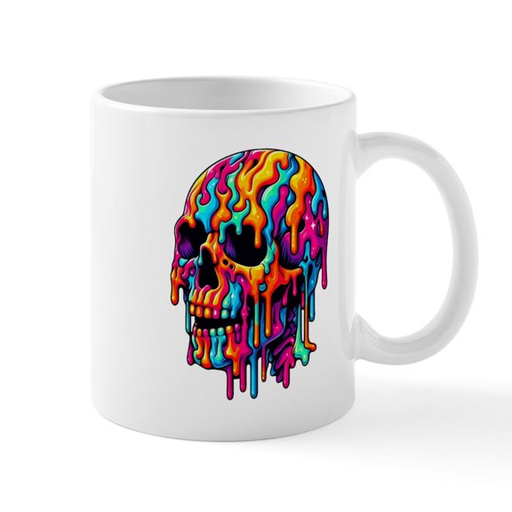 CafePress - Vibrant Psychedelic Skull - 11 oz Ceramic Mug - Novelty Coffee Tea Cup