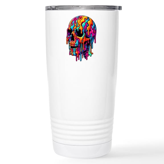 CafePress - Vibrant Psychedelic Skull - Insulated Stainless Steel Travel Tumbler 20 oz.