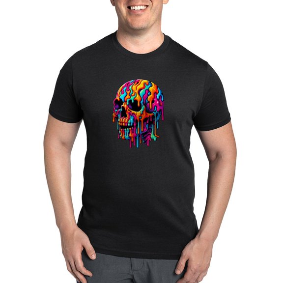 CafePress - Vibrant Psychedelic Skull Men's Eco Sport T Shirt - Men's Dark Eco Sport T-Shirt