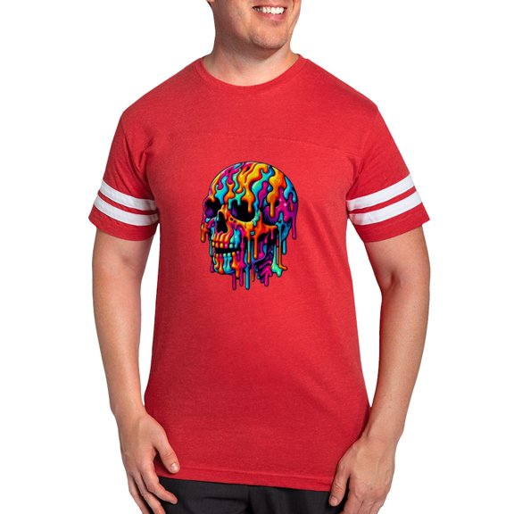 CafePress - Vibrant Psychedelic Skull Men's Football T Shirt - Mens Football Shirt