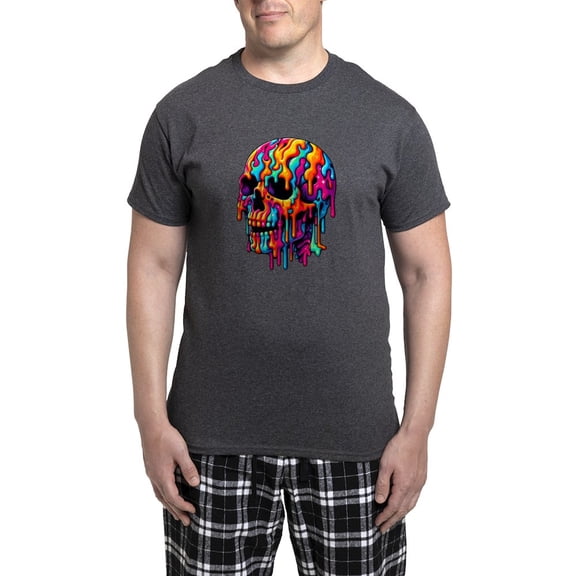 CafePress - Vibrant Psychedelic Skull - Men's Loose Fit, Cotton - 2 Piece Pajama Set