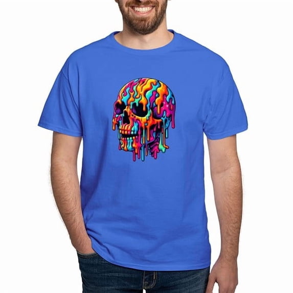 CafePress - Vibrant Psychedelic Skull Men's Value T Shirt - Men's Classic Cotton T-Shirts