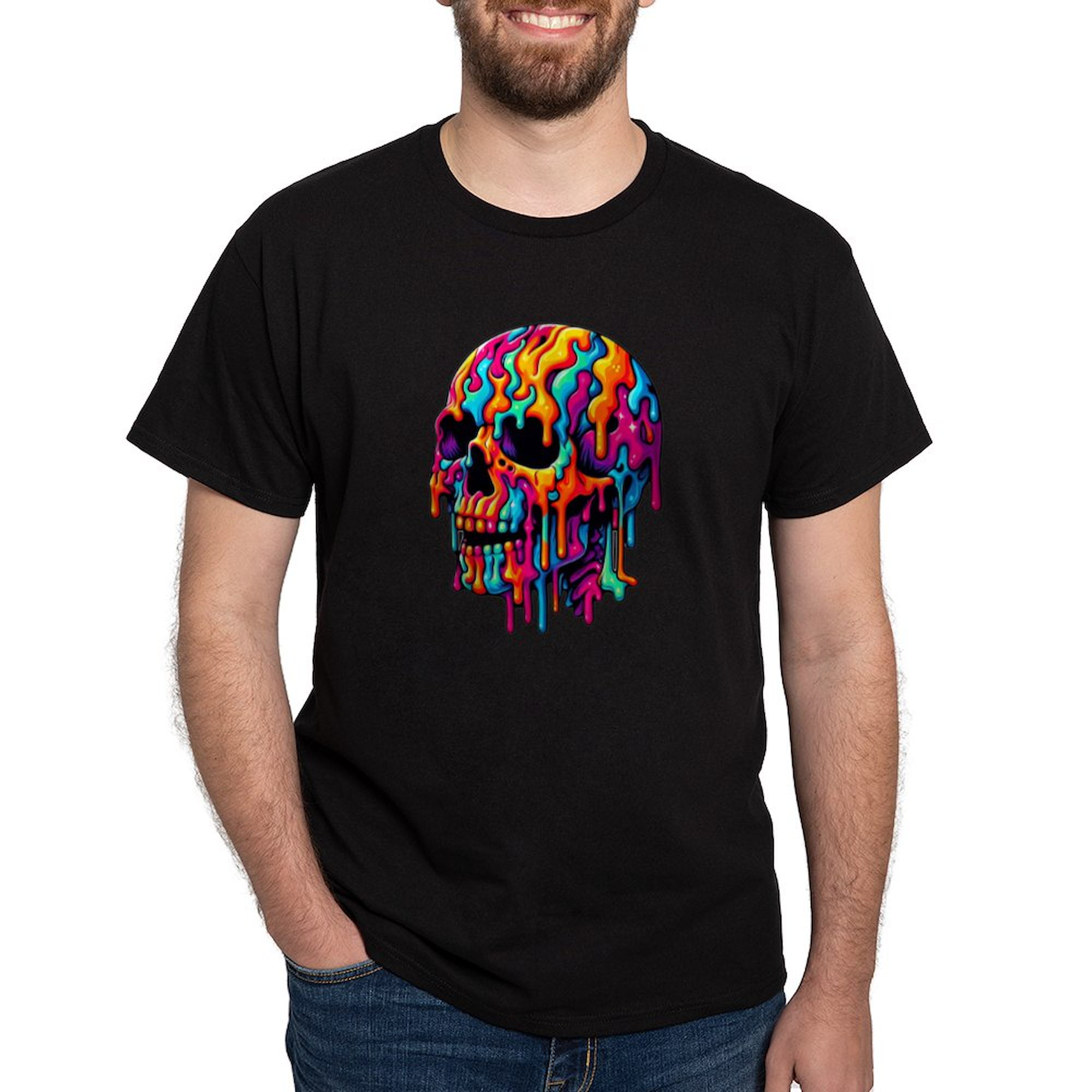 CafePress Vibrant Psychedelic Skull Men's Value T Shirt Men's
