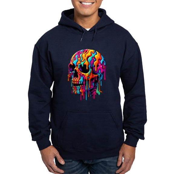 CafePress - Vibrant Psychedelic Skull - Pullover Hoodie, Classic, Comfortable Hooded Sweatshirt