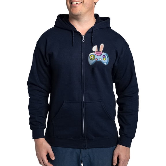 CafePress - Video Game Controller With Bunny Ears Easter Gamer Men's Zip Up Hoodie - Zip Hoodie, Classic Hooded Sweatshirt with Metal Zipper