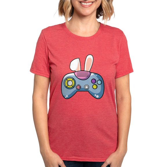 CafePress - Video Game Controller With Bunny Ears Easter Gamer Women's Deluxe T Shirt - Womens Tri-blend T-Shirt