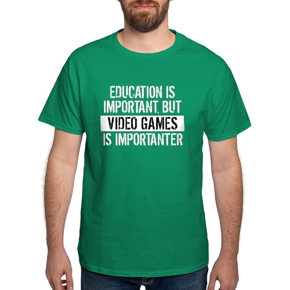 CafePress - Video Games Is Importanter T Shirt - Men's Classic Graphic Cotton T-Shirt