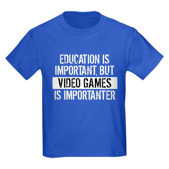 CafePress - Video Games Is Importanter T Shirt - Dark T-Shirt Kids XS-XL