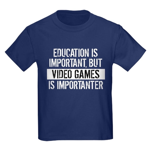 CafePress - Video Games Is Importanter T Shirt - Dark T-Shirt Kids XS-XL
