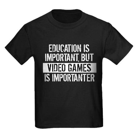 CafePress - Video Games Is Importanter T Shirt - Dark T-Shirt Kids XS-XL