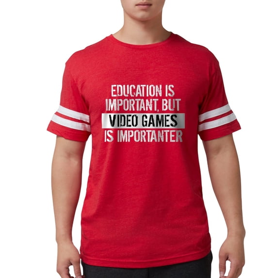 CafePress - Video Games Is Importanter T Shirt - Mens Football Shirt