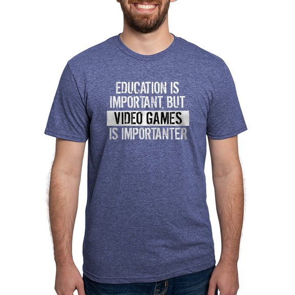 CafePress - Video Games Is Importanter T Shirt - Mens Tri-blend T-Shirt