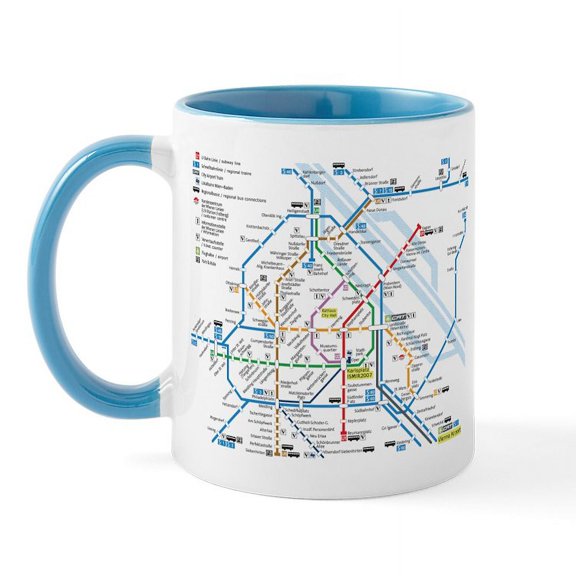 CafePress - Vienna Metro Map Mug - 11 oz Ceramic Mug - Novelty Coffee Tea Cup