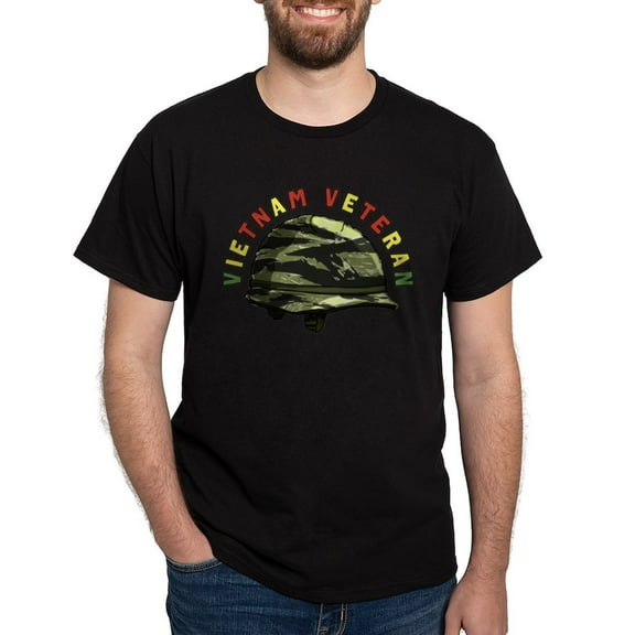 CafePress - Vietnam Veteran Helmet Dark T Shirt - Men's Classic Graphic Cotton T-Shirt