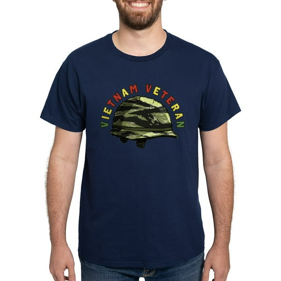 CafePress - Vietnam Veteran Helmet Dark T Shirt - Men's Classic Graphic Cotton T-Shirt